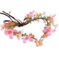 MOSTORY Pink Flower Fairy Crown - Handmade Elf Headpiece Floral Tiara with Butterfly Woodland Circlet for Women Girls Spring Wedding Renaissance Party Cosplay Photo Shoot