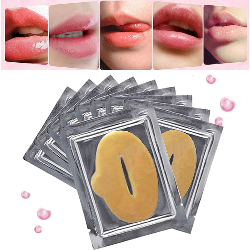 Jakuva 30PCS Moisturizing Collagen Lip Masks, Sleeping Mask Lip Balm Bulk for Dry Mouth, Remove Chapped Skin & Anti-Aging, Hydrating Plumping Face Care for Mother's Day, Golden