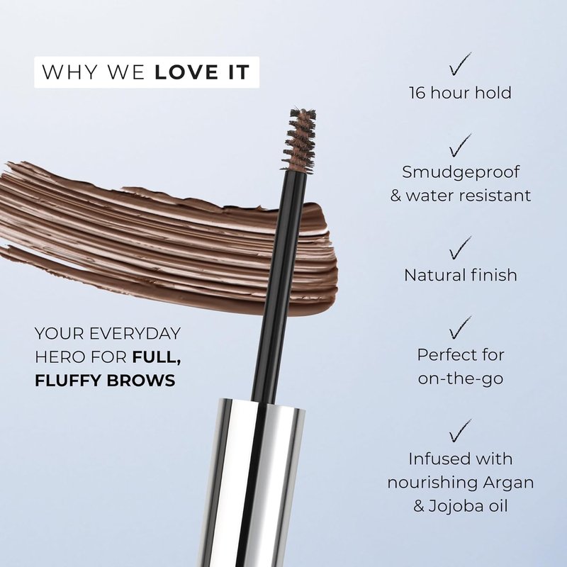 Wunderbrow Fluffy Brow Wax - 16-Hour Hold, Smudgeproof & Water-Resistant | Shade: Black/Brown