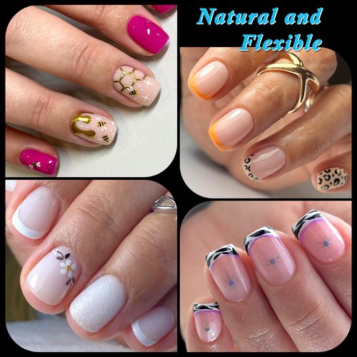 LoveOurHome 420pc Medium Squoval Gel Nail Tips Round Square Press On Nails Clear Full Cover False Artificial Fingernail for Gel Extension Acrylic Nails