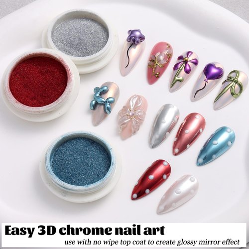 Fcozpjk Chrome Nail Powder Set, 16 Colors Mirror Metallic Effect for Nails Gold Silver Pink Blue Violet Green Red Crome Powder Pearl Chrome Pigment Iridescent Mermaid Shimmer Glitter Rub Dust Manicure