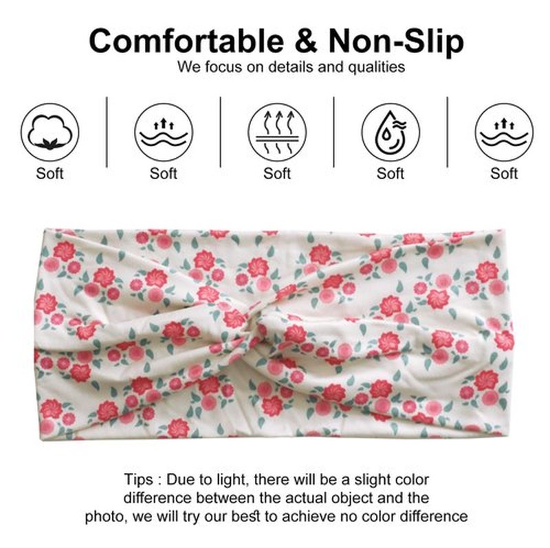 Artilady 6 Pack Boho Headbands for Women - Wide Bandana Headband Non Slip Stretchy Cheetah Flower Turban Headwarp Twisted for Girls