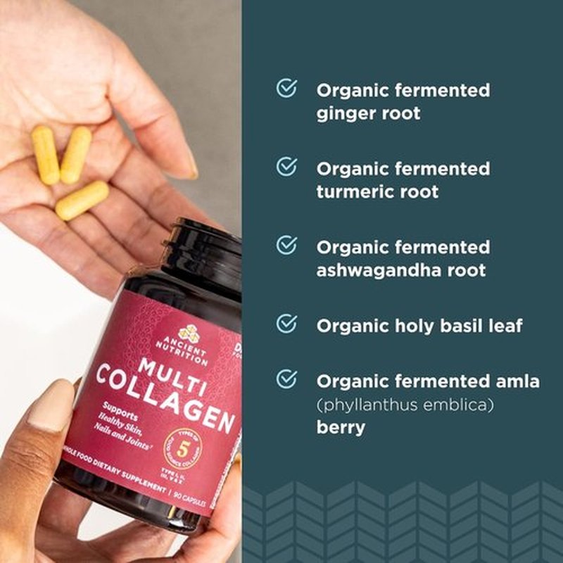 Ancient Nutrition Collagen Peptides - Hydrolyzed Multi Collagen Supplement for Healthy Skin & Joints | 90 Capsules