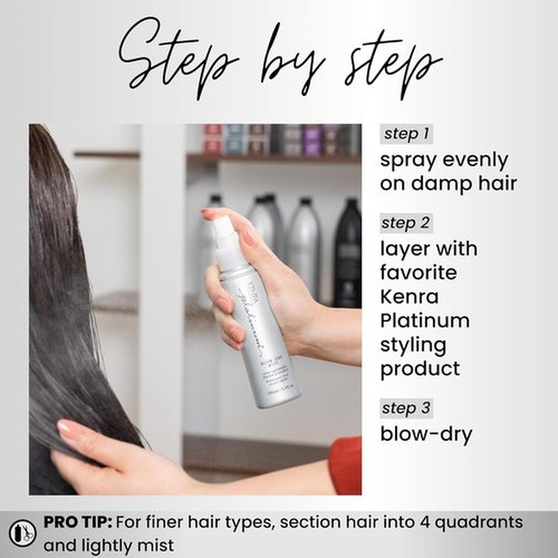 Kenra Platinum Blow-Dry Mist - Ultra-Lightweight Thermal Protectant | Detangles & Smooths Fine to Medium Hair