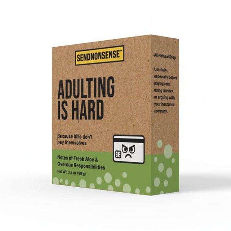 SendNonsense Funny Gift Soap – Adulting Is Hard Joke Soap | Prank & Novelty Gift for Adults | Prank Coworker, April Fool's Prank, Office Humor Gift