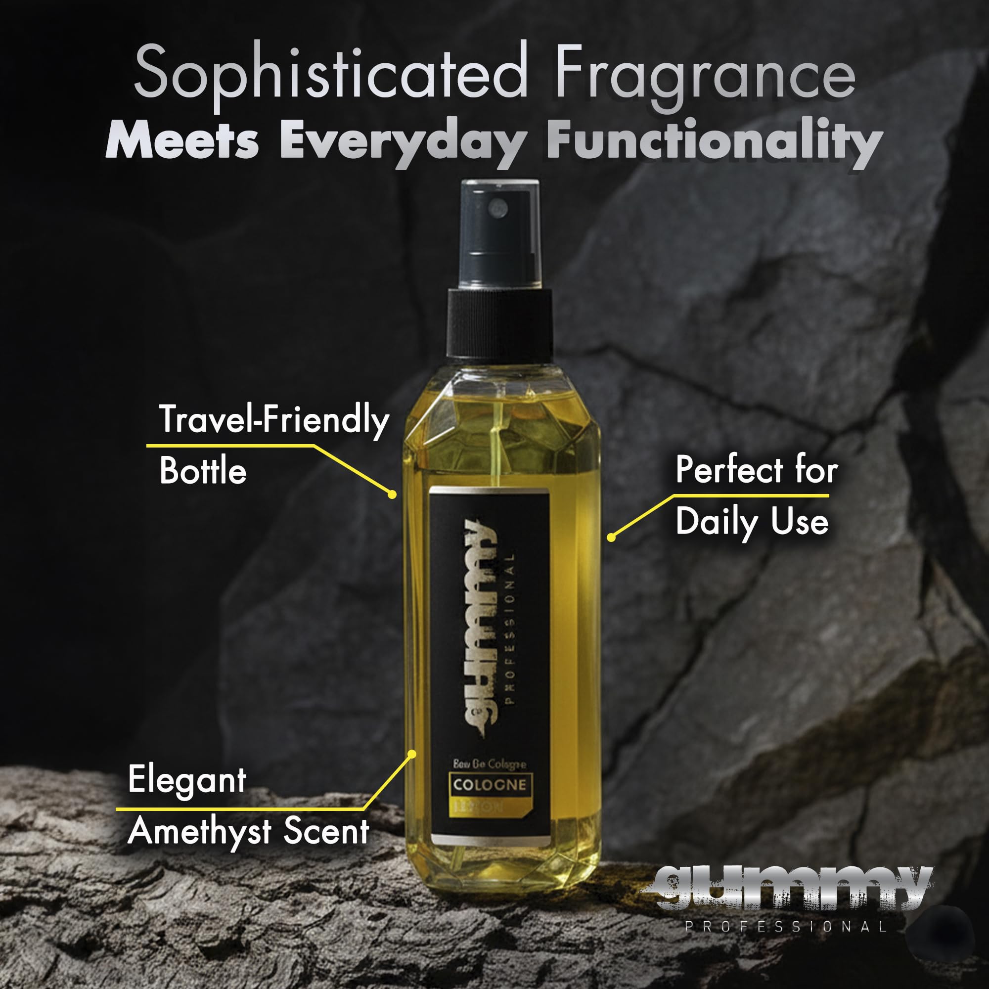 Gummy Professional Lemon Eau de Cologne 400ML - After Shave Traditional Inspired Barber Cologne - Lasting Fresh Bright Lemon Citrus Fragrance - Alcohol Based Cooling Formula for Post Shave Care