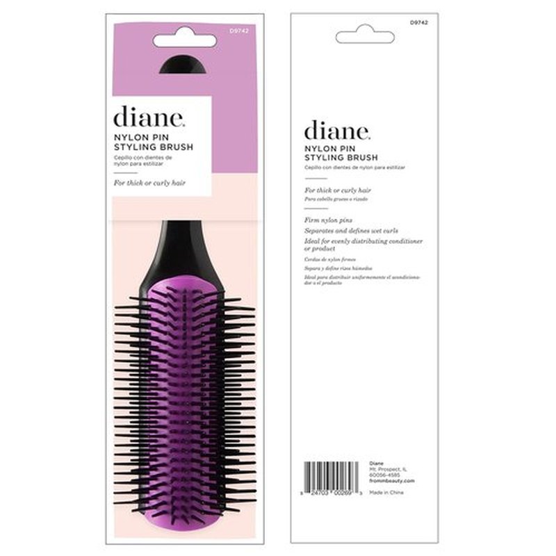 Diane Nylon Pin Hair Brush - Effortlessly Detangle & Define Thick or Curly Hair | Ideal for Wet Use