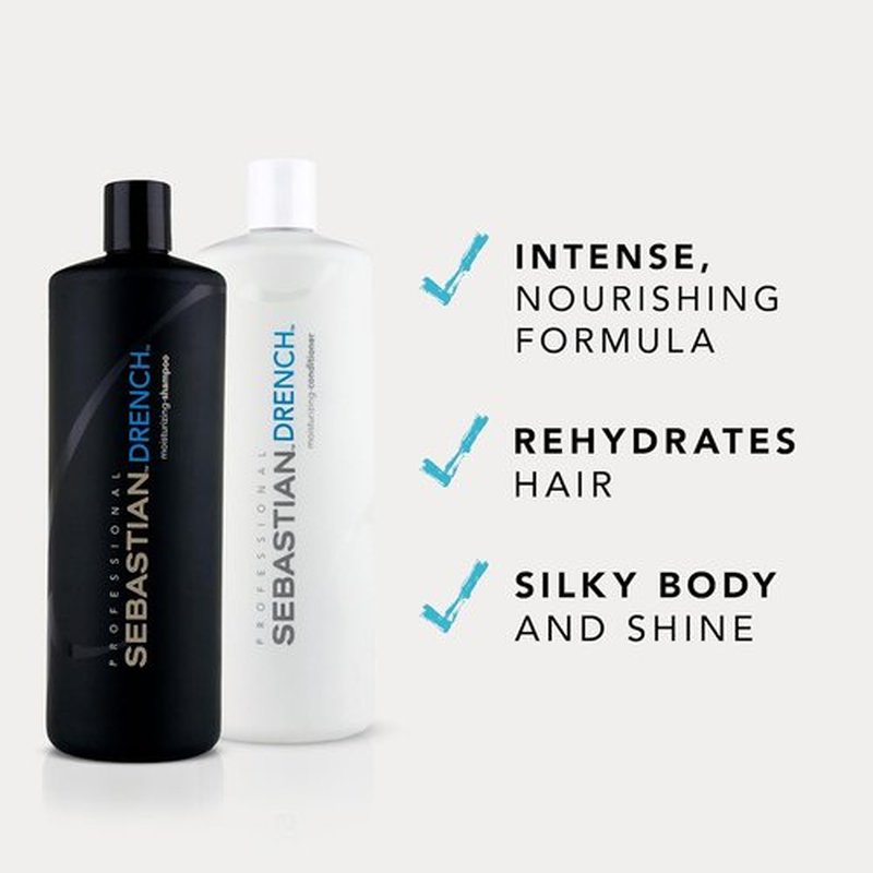 Sebastian Professional Drench Shampoo & Conditioner Duo Set - 33.8 Fl Oz | Intense Hydration for Dry, Frizzy Hair