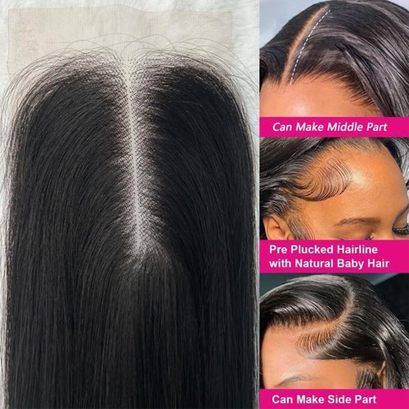 2x6 Hd Lace Closure Straight Indian Virgin Human Hair,14Inch Middle Part Pre Plucked Natural Hairline Transparent Swiss Lace Closure Human Hair