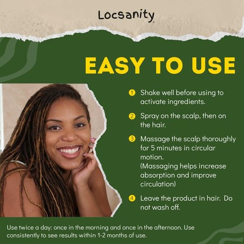 Locsanity Hibiscus Green Tea Hair Growth Spray for Dreadlocks and Loose Hairstyles Hair Care Treatment – Trial Size Loc Moisturizer for Thicker, Fuller, Longer Hair (4oz)