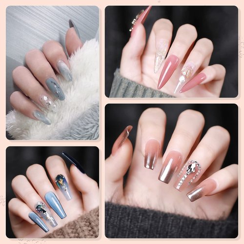 Abodhu Acrylic Natural Nail Tips Kit 500 Pcs French Tip Nails Set Square Half Cover False Nails with Glue, Files, Clipper, Storage Case, Nail Art for Salons and Home DIY, 10 Sizes