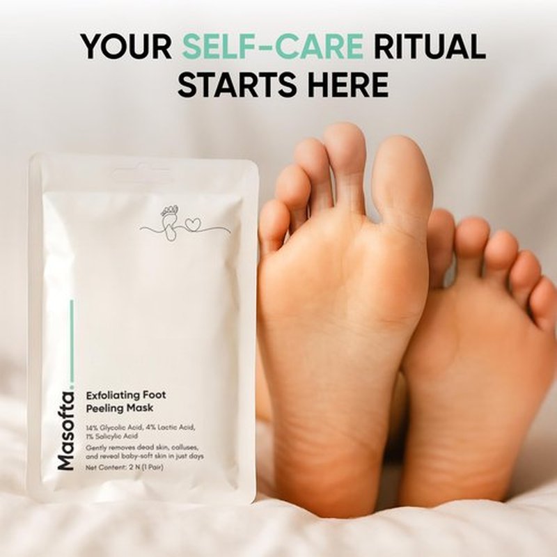Masofta Exfoliating Foot Peeling Mask for Dry, Cracked Heels & Calluses Glycolic, Lactic & Salicylic Acid Formula Peels Dead Skin in Days Baby Soft Feet Treatment for Men & Women 40 g (Pack of 1)