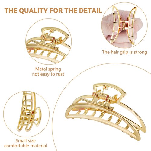 10Pcs Small Gold Hair Clips, Medium Metal Hair Claw Clips for Women Thick Thin Hair, Strong Hold Non-Slip Hair Catch Barrettes Jaw Clamp for Long Hair Metal Hair Accessories