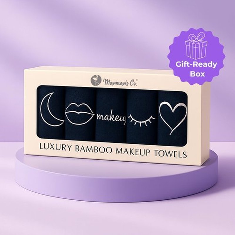 Marmaris Co. Luxury Makeup Washcloths for Face, 5-Pack Makeup Towels Face Washcloth, Viscose from Bamboo & Cotton