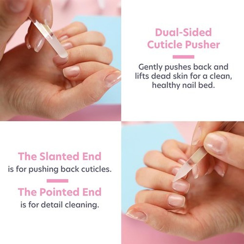 Bona Fide Beauty Nail Kit - Handmade Czech Glass | 4PC Gift Set for Teen Girls - Clear Color Essentials