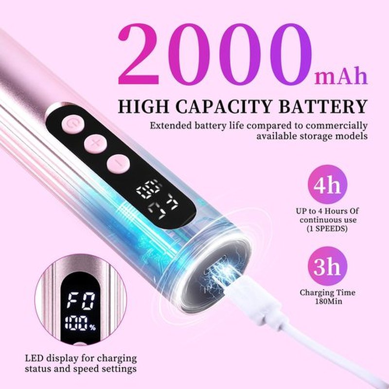 heemeei Electric Foot Callus Remover, 2-in-1 Rechargeable Electric Callus Remover for Feet with Sandpaper Discs & Grinding Heads, Adjustable 9 Speeds Electric Foot File for Feet, Pedicure Tools (Pink)