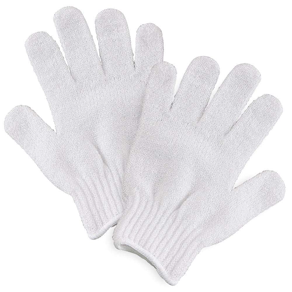 ForPro Professional Collection Premium Exfoliating Gloves for Cosmetic Application and Product Removal, One Size Fits Most, White, 6 Pairs