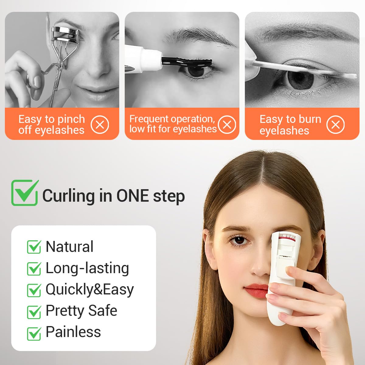 TOUCHBeauty Heated Eyelash Curler,Rechargeable Electric Eyelash Curler with LED Display,3-Level Adjustable Temperature,Rechargeable Natural Curling 24H Long Lasting for Women AG-2316