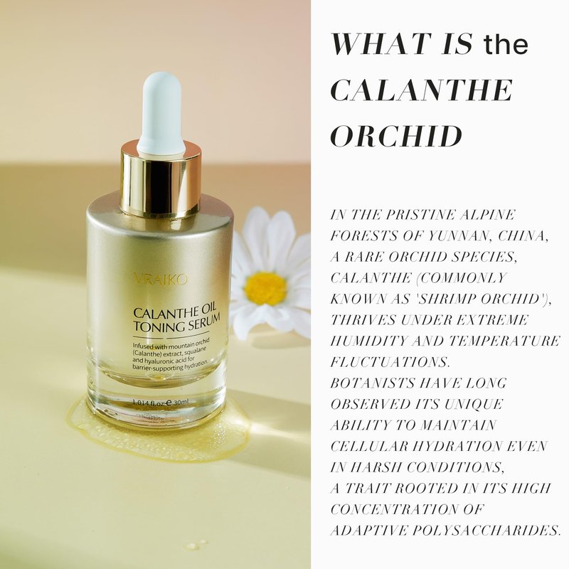 VRAIKO Gua Sha Face Oil Serum | 1st High-Altitude Calanthe Orchid Product | Detox, Plump, Anti-Oxidant, Soothing | Alpine Botanic, Cruelty Free, Natural, 1 fl oz