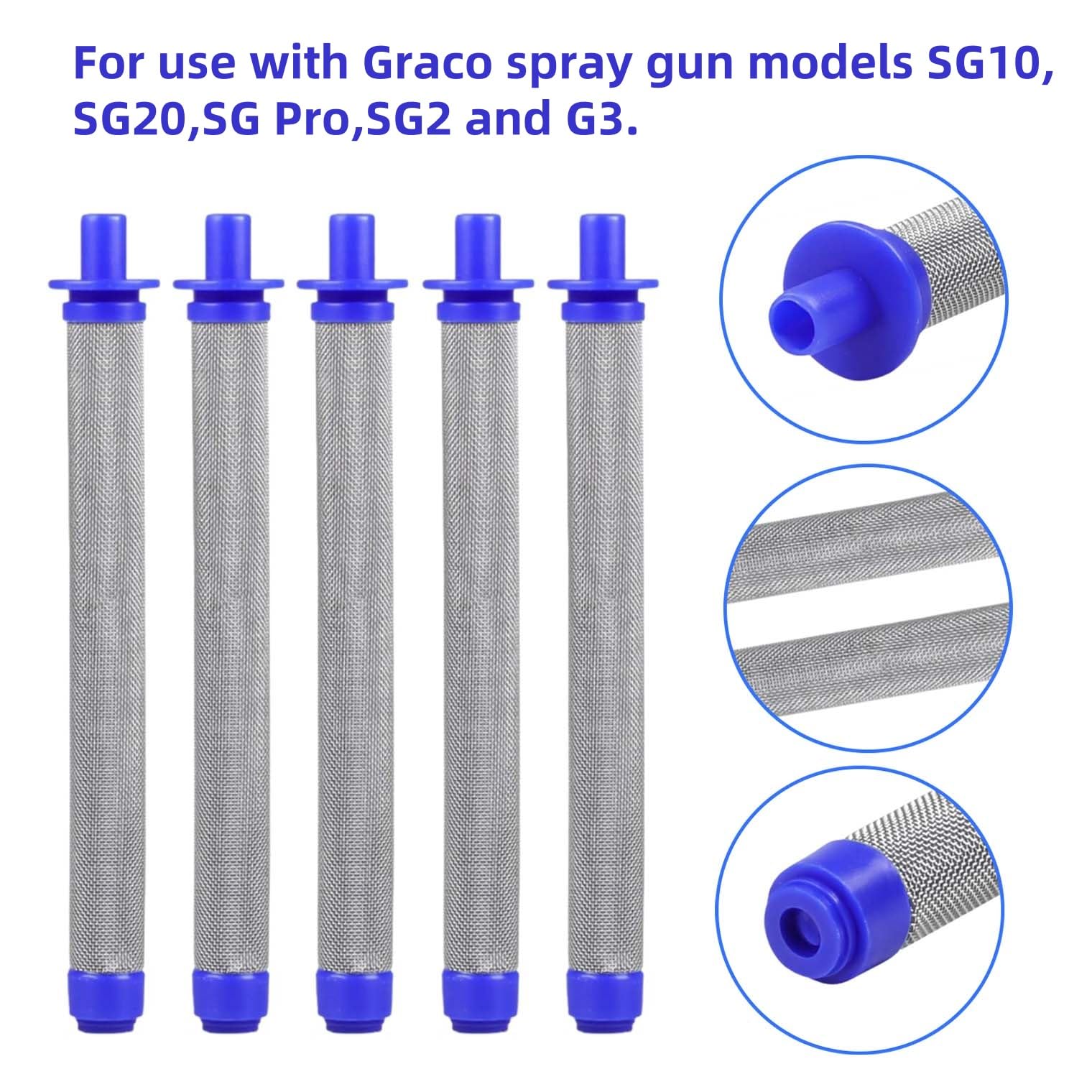 HSKLAADC (8pc) 288749 Spray Gun Filters and (2pc) 288716 Inlet Suction Strainer，fits for Graco SG10, SG20, SG Pro Series Airless Paint Spray Sprayer Replacement Parts