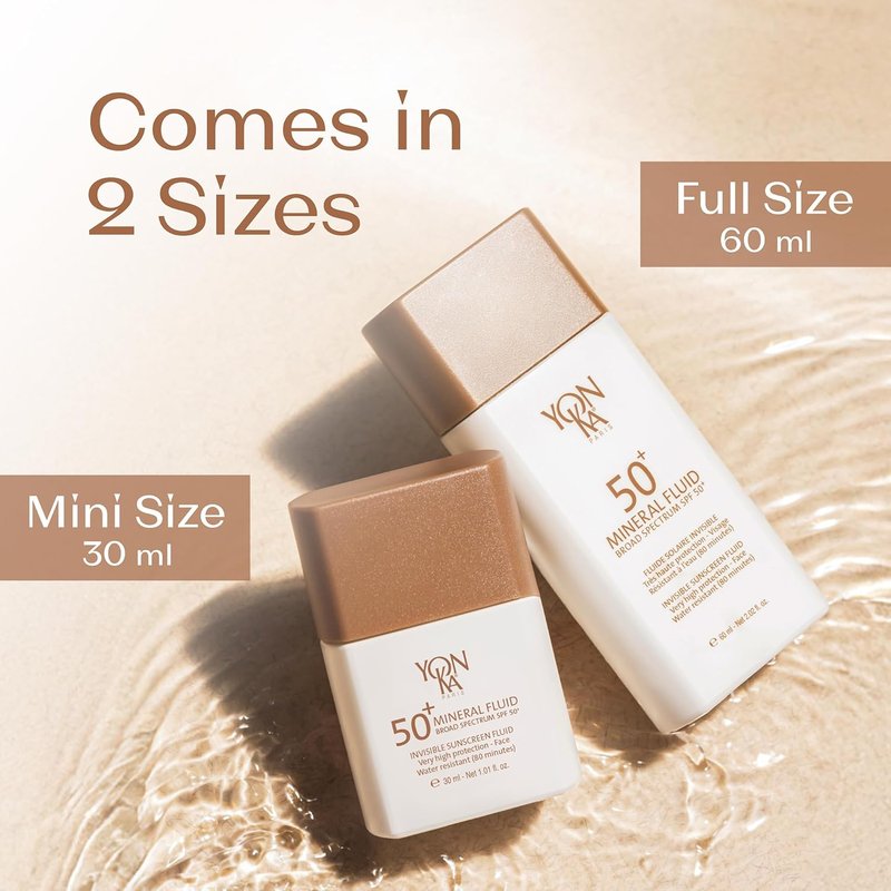 YONKA PARIS SPF 50 Mineral Fluid - Weightless Sheer Sunscreen with No White Cast | Fragrance-Free, Water-Resistant Daily Protection
