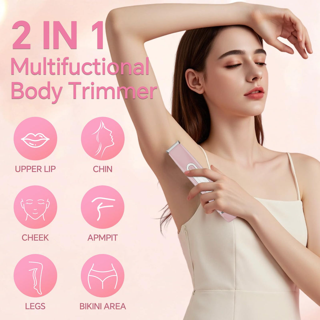 RUIM Bikini Trimmer for Women, 2-in-1 Electric Razor & Pubic Hair Remover - Painless for Sensitive Skin, IPX6 Waterproof, Cordless & USB Rechargeable for Travel, Gift for Her (Purple)