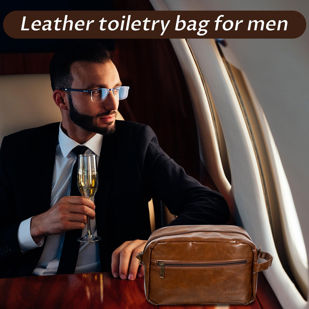 MBAIYO 6 Pcs Toiletry Bags for Men, Groomsmen Gifts Men's Toiletry Bag Travel Shaving Kit Wedding Proposal Gift for Groomsmen Bachelor Party Favors (Brown)