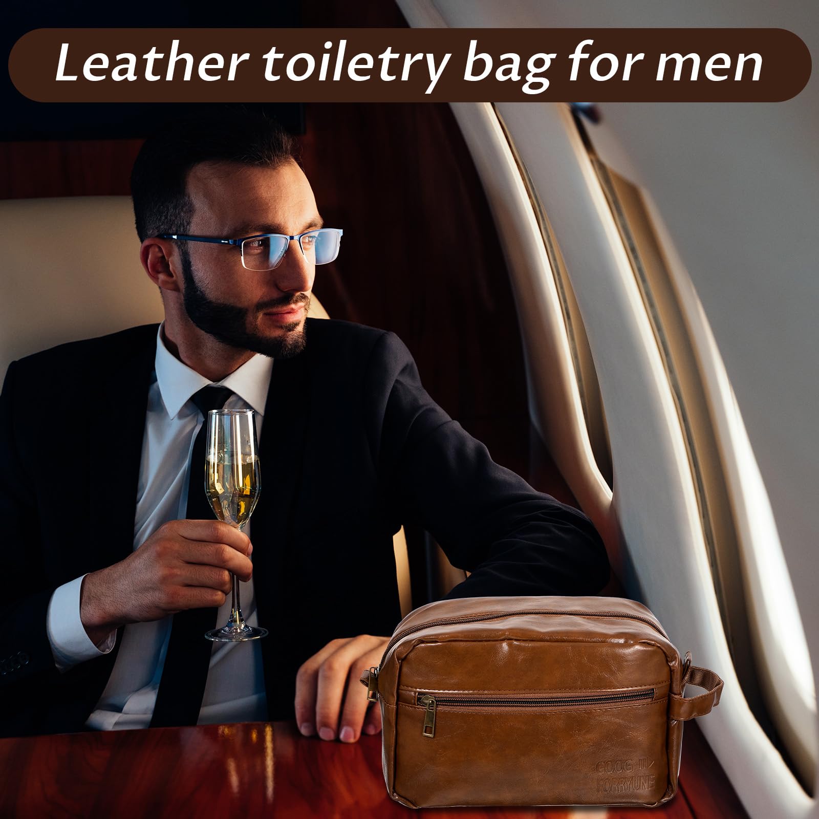 MBAIYO 6 Pcs Toiletry Bags for Men, Groomsmen Gifts Men's Toiletry Bag Travel Shaving Kit Wedding Proposal Gift for Groomsmen Bachelor Party Favors (Brown)