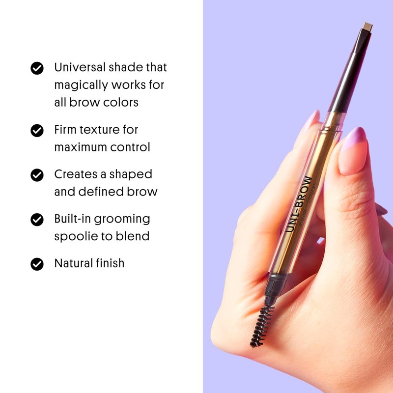 Winky Lux Uni-Brow Eyebrow Pencil - Dual-Ended Waterproof Brow Definer with Spoolie | Universal Shade for Natural Brows (Brown, Blonde, Taupe)