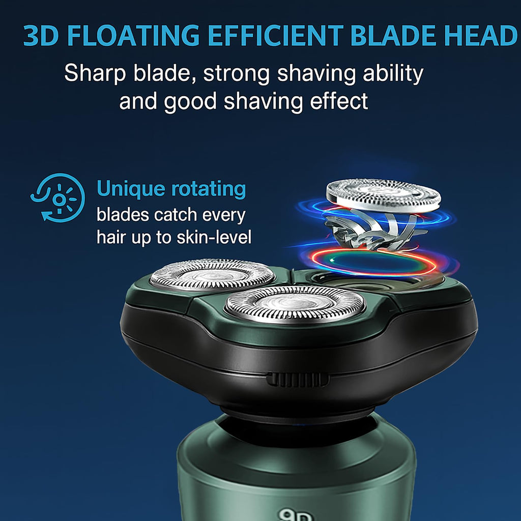 Electric Razor for Men, Rechargeable Rotary Electric Shaver with 3D Floating Heads, Ideal for Travel, Office, and Business Trips (Gray)