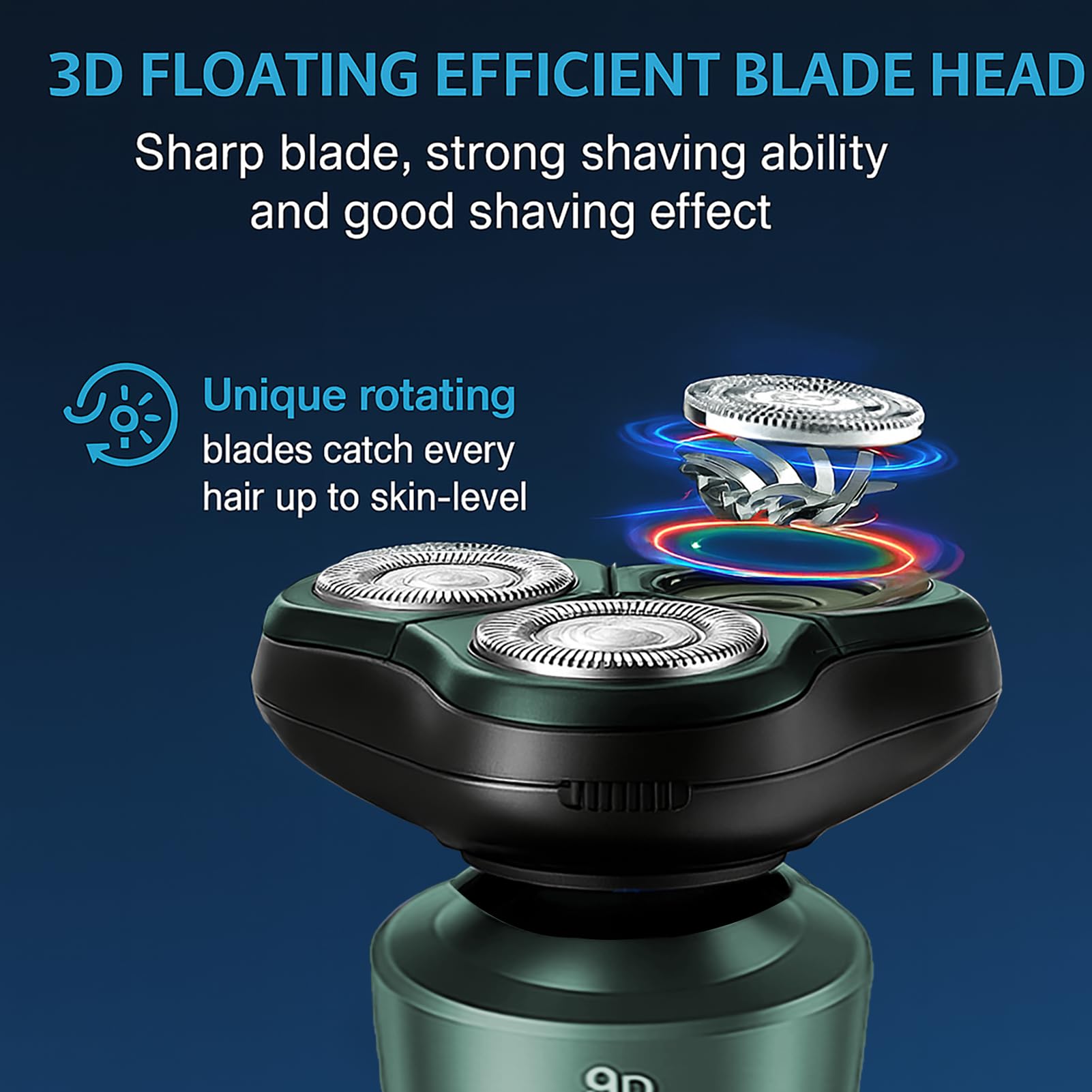 Electric Razor for Men, Rechargeable Rotary Electric Shaver with 3D Floating Heads, Ideal for Travel, Office, and Business Trips (Gray)