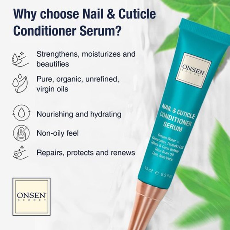 Onsen Nail & Cuticle Rescue Kit - Strengthening Serum, Repair Oil & Balm | Tsubaki, Shea Butter, Jojoba - Hydrates & Softens (15ml Serum + 10ml Oil + 32.5ml Cream)