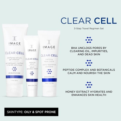 IMAGE Skincare Clear Cell - 3-Step Intro Regimen Set for Clear Pores & Healthy Skin | 3.2 Ounce