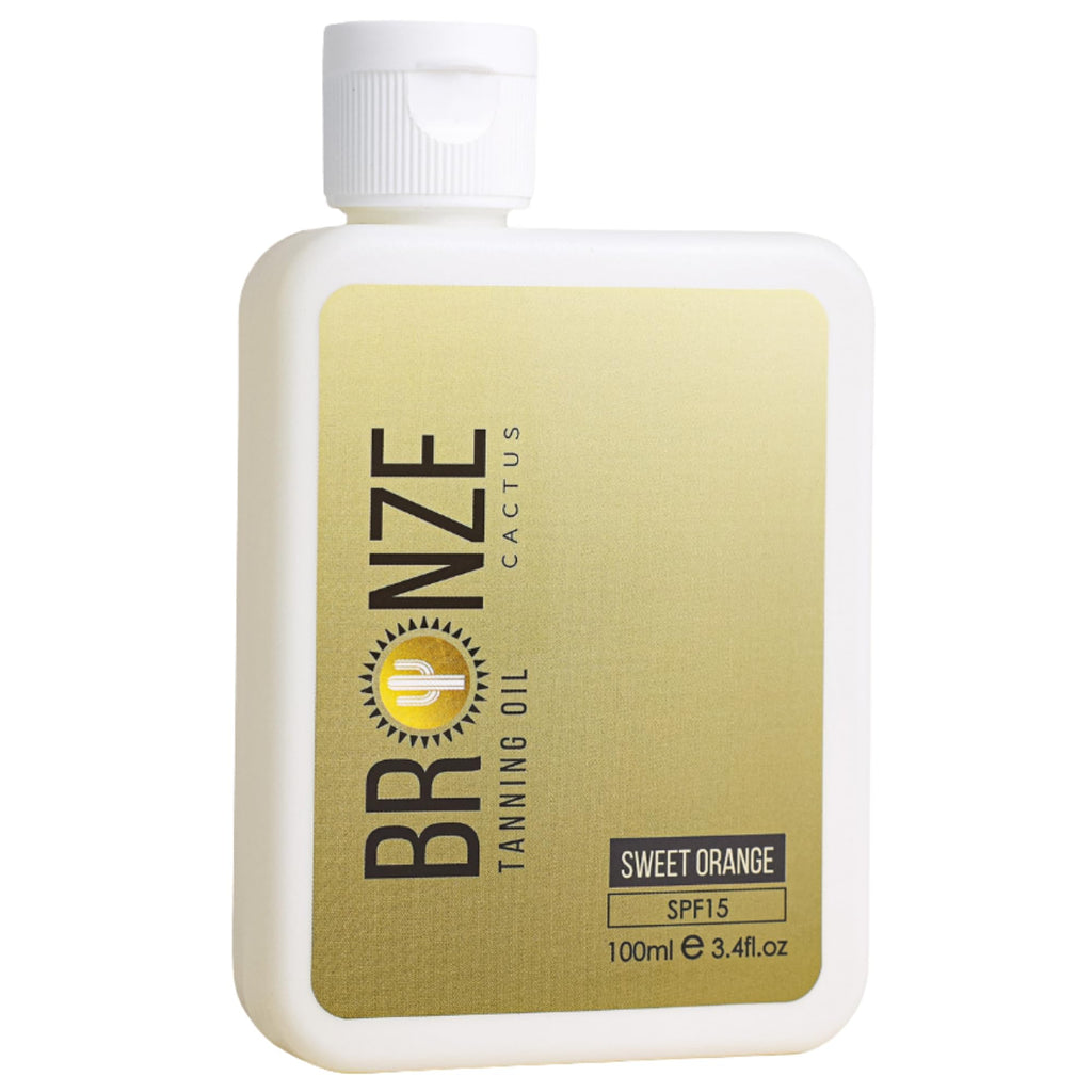 Bronze Cactus Sweet Orange Tanning Oil SPF 15 – Radiant, Hydrating Sun Oil | Vegan, Dermatologist Tested | Broad Spectrum UVA/UVB Defense | Vitamin E & Natural Seed Oils for Smooth Skin Glow 3.4fl.oz
