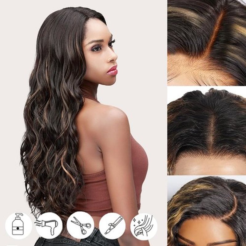 ManeMajesty 13x6 HD Lace Front Wig Human Hair Highlight Glueless Body Wave Wig for Black Women FS1B/30 Balayage Ombre | Pre Plucked 180% Density 12 Inch