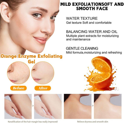 2Pcs Orange Exfoliating Gel Scrub for Face & Body, Deep Pore Cleansing Exfoliant to Remove Blackheads, Moisturizing & Gentle for All Skin Types