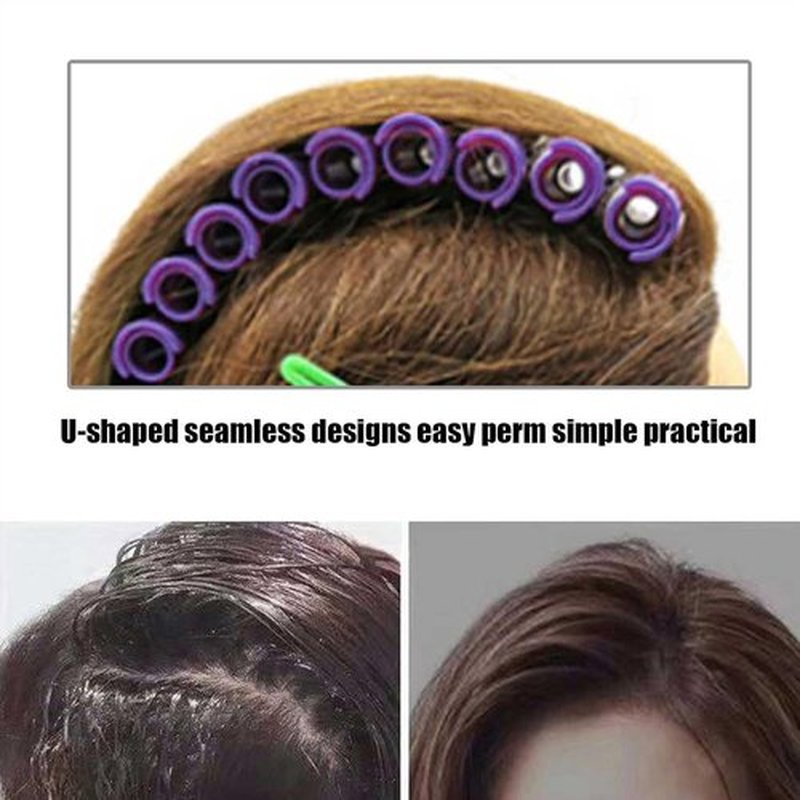 Skiennix Fluffy Korean Perming Rod Rollers - 20pcs DIY Hair Curling Kit for Root Perm | Purple