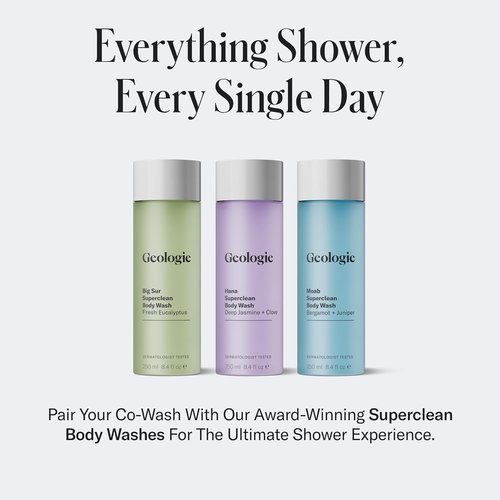 Geologie Cooling Hair Co-Wash - 4-in-1 Cleanser, Conditioner, Mask & Serum | Tea Tree Oil & Aloe Vera | Eco-Friendly Pouch