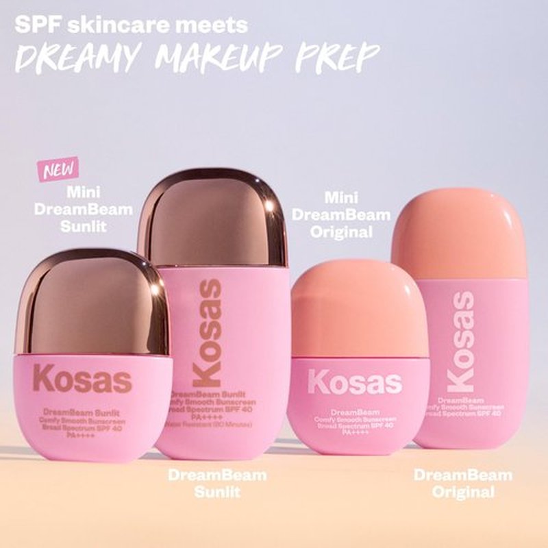 Kosas DreamBeam Mineral Sunscreen SPF 40 - Smooth Liquid Sun Protection for Face - Lightweight Makeup Base w/Hyaluronic Acid, Ceramides & Peptides - Subtle Radiant Finish, Original, 40 ml