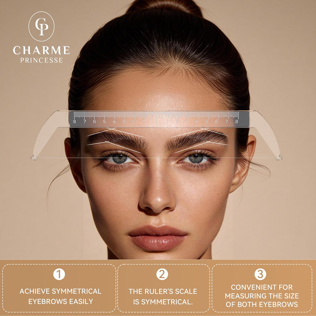 Eyebrow Ruler Eyebrow Measuring Tool Beginner Brow Mapping Kit(Includes Pigment Coloring Cotton), Achieve Symmetrical Perfectly Shaped Brows Brow Makeup Tools TA638