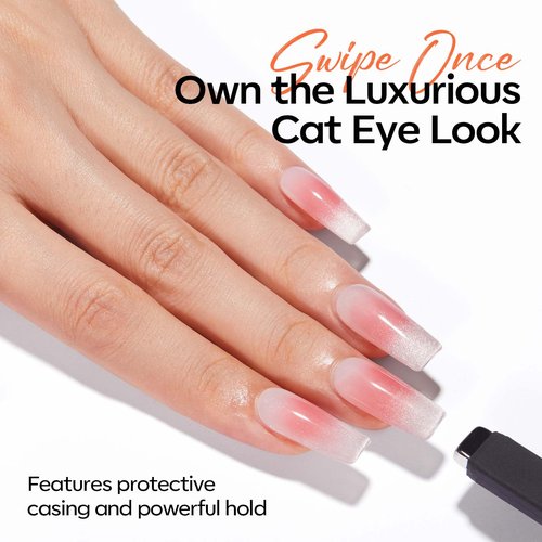 modelones Cat Eye Magnet Set, Heart Nail Art Tool Strong Magnetic Pen Double Head Round Magnets Stick Wand Diverse French Moon Floral Cateye Effect DIY Professional Manicure Gift for Women