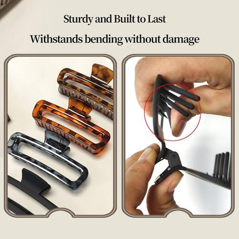 Markuii 5 Inch Large Unbreakable Hair Claw Clips, No Slip Matte & Glossy Not Easy to Break Square Clip for Women Thick Long Curly Hair, 4 Pack