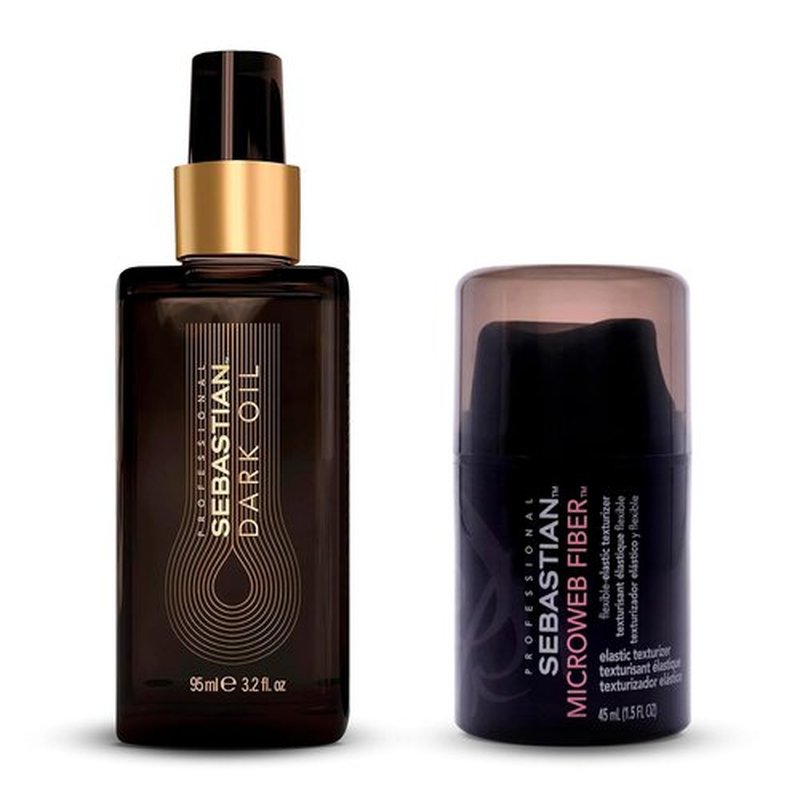 Sebastian Professional Hair Styling Oil & Texturizer Set | Lightweight Dark Oil & Flexible Fiber, 3.2 oz + 1.5 oz