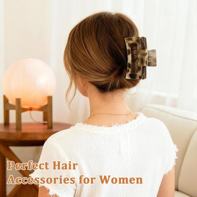 10 Pack Square Claw Clips, Big and Small Rectangle Hair Claw Clips, Non-slip Matte Large Hair Clips for Women, Strong Hold Claw Clips for Thick Thin Hair Accessories (Leopard Print Color)