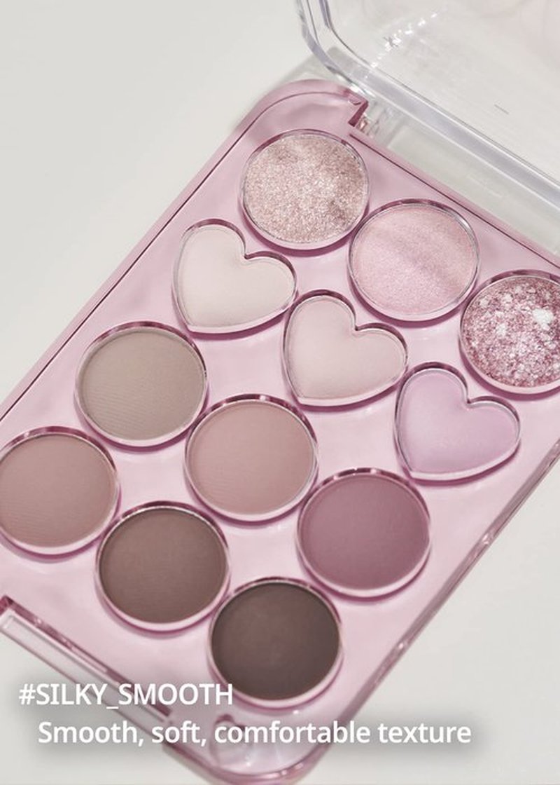 COLORGRAM Pin Point Eyeshadow Palette 02 Pink+Mauve= | Ultra-Blendable Matte, Glitter, Shimmer Shades for Daily Makeup | K-Beauty Eye Palette with Easy-to-Use Calculator Design