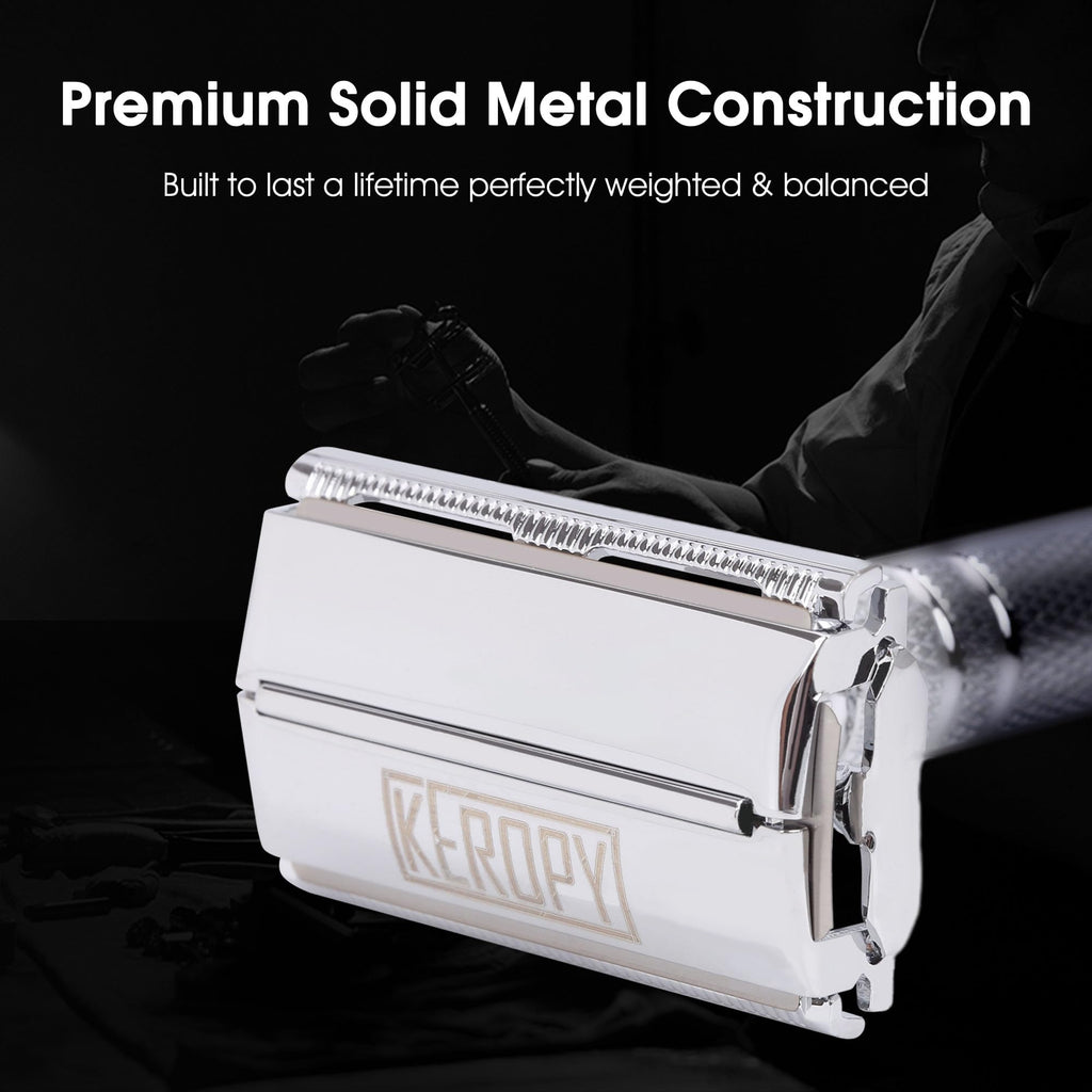 Double Edge Safety Razor with 10 Disposable Blades - Single blade double edge razor for men - Metal razor with Long Handle for close shave - Classic Clean Shave Single blade razor
