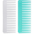 Patelai Wide Tooth Comb - Large Detangling Comb for Curly & Wet Hair | No Handle, White & Cyan