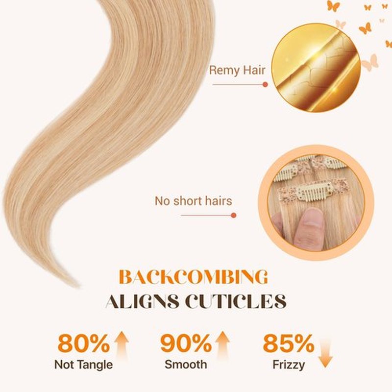 TESSHAIR 6PCS Clip in Hair Extensions Real Human Hair Short Clip in Extensions for Women Short Straight Hairpieces to Add Volume and Highlights 10 Inch Ash Blonde & Bleach Blonde