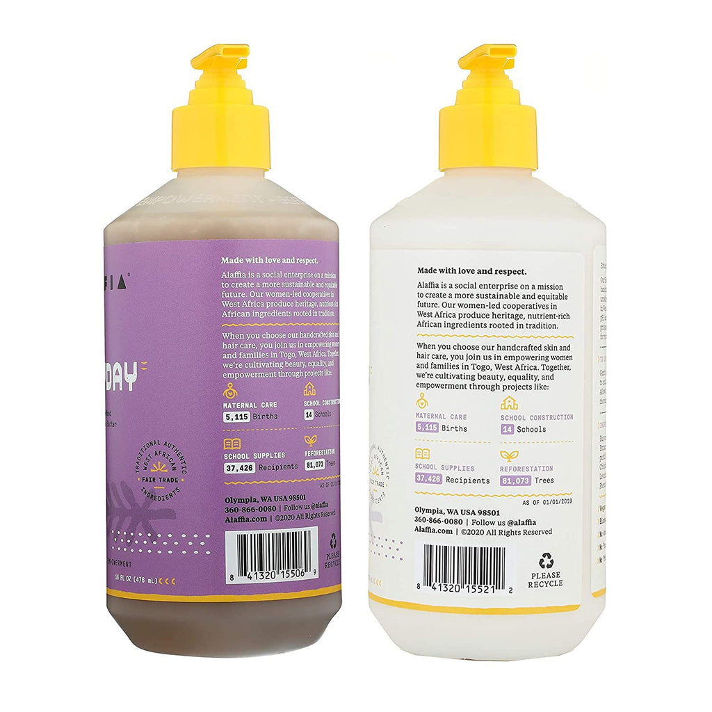 Alaffia Shampoo and Conditioner, Lavender – EveryDay Shea Sulfate-Free Shampoo and Conditioner Set with Shea Butter and Coconut Oil, 32 Oz Ea