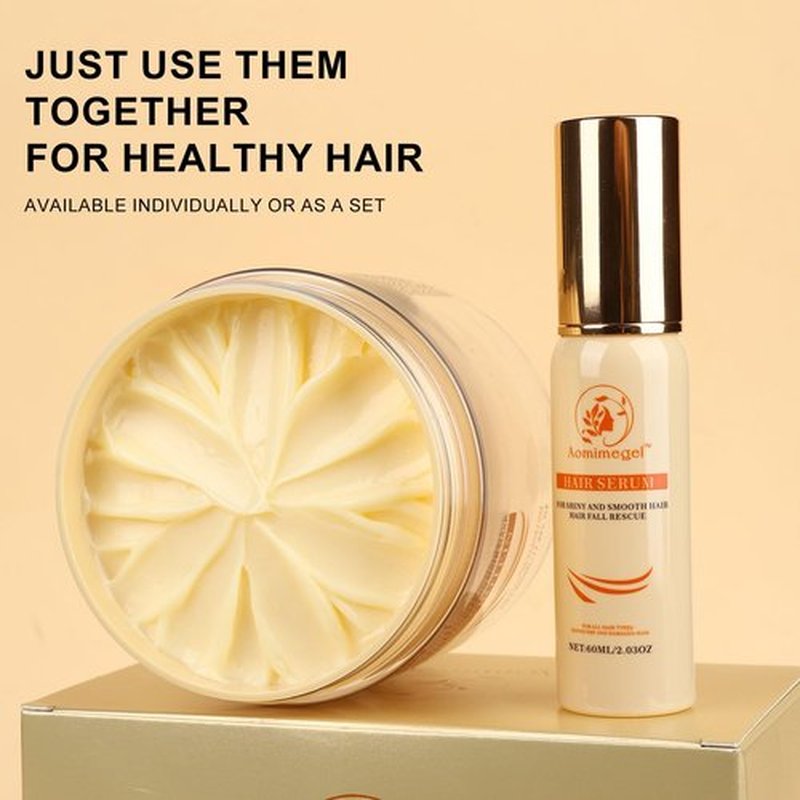 Aomimegel Hair Mask Argan Oil Set Deep Repair Conditioning Collagen Hair Treatment for Dry and Damaged Hair All Hair Types 16.9floz + 2floz